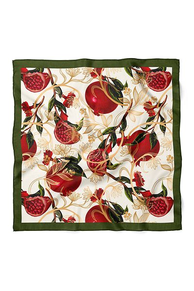 nehir eşarp Pomegranate and Flower Pattern Scarf Bandana 50X50 cm