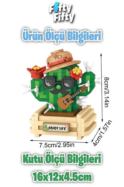 Vagonlife Cute Cactus Toy Import Set 380 Pieces Loz Micro Block Series