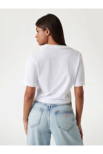 Guess Γυναικείο μπλουζάκι με ροζ μοτίβο φοίνικα με λογότυπο