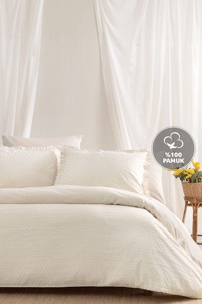 Yataş Elais Double Ranforce Duvet Cover Set - Beige