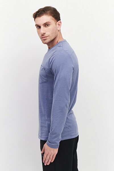 French Connection Men Crew Neck Long Sleeve Brand Logo T-Shirt, Blue