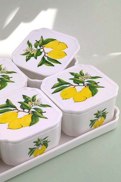 Bursa Porselen Dekor Limon 5Li Porcelain with Lid for Breakfast