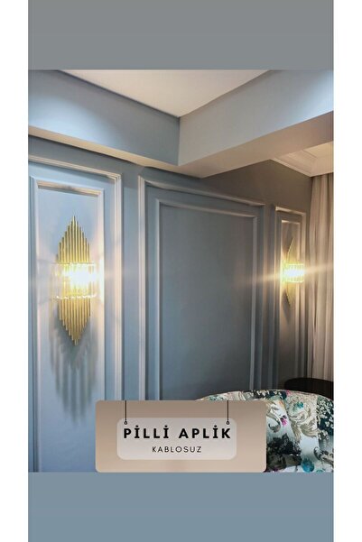luxury modern aydınlatma Pilli Aplik Gold Rengi Duvar Lambasi