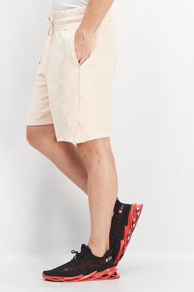 Tribe of 6 Men Embroidered Side Pocket Shorts, Peach