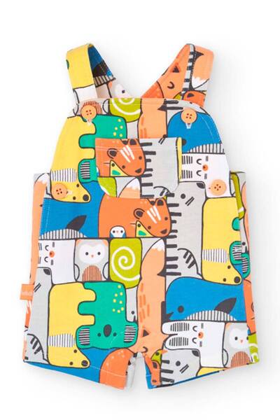 Boboli Hayvanlar Baskılı Erkek Bebek 2'li Salopet Şort Set