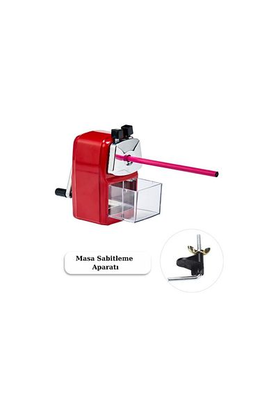 Mas 6732 Desk Type Large Arm Pencil Sharpener - Red