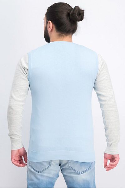 Liu Jo Men V-neck Sleeveless Plain Sweater Vest, Light Blue