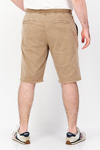 CELIO Men Plain Drawstring Basic Short, Dark Beige