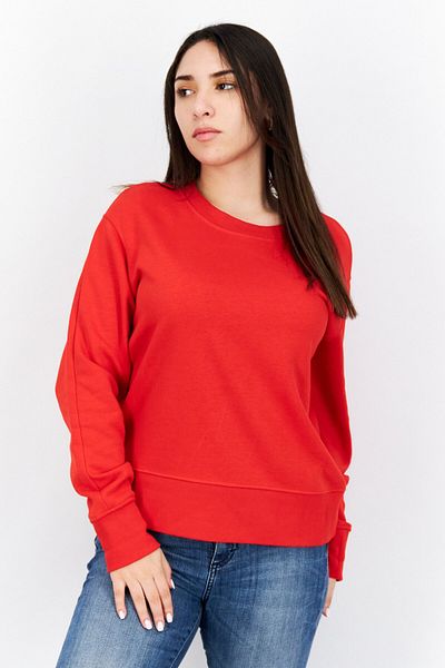 Esprit Women Crew Neck Long Sleeve Plain Sweatshirt, Red