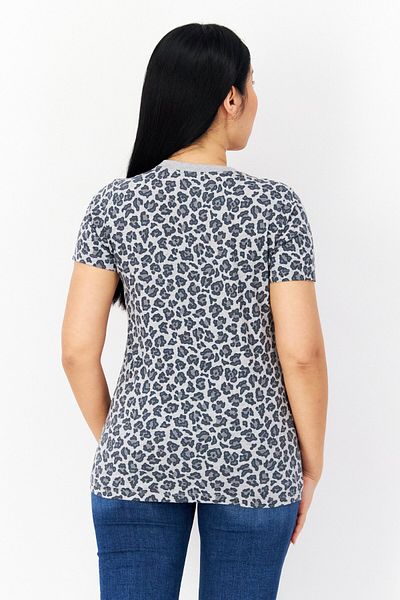 converse Women Round Neck Short Sleeve Animal Print T-shirt, Grey