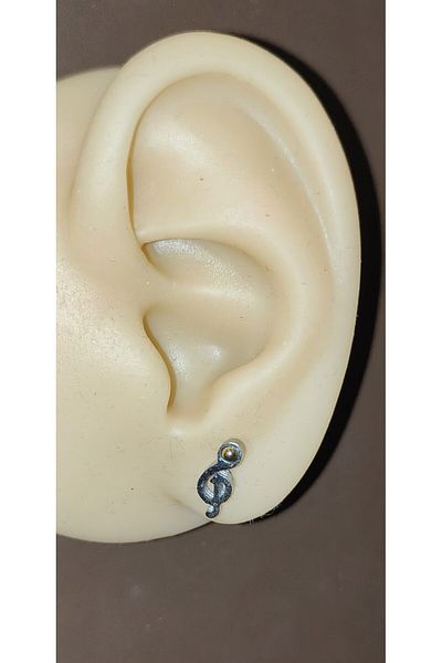 FG KONNİCHİWA 100% Steel Double Earrings Stainless Steel Blackened Patterned Icon Earrings (2 Pieces)