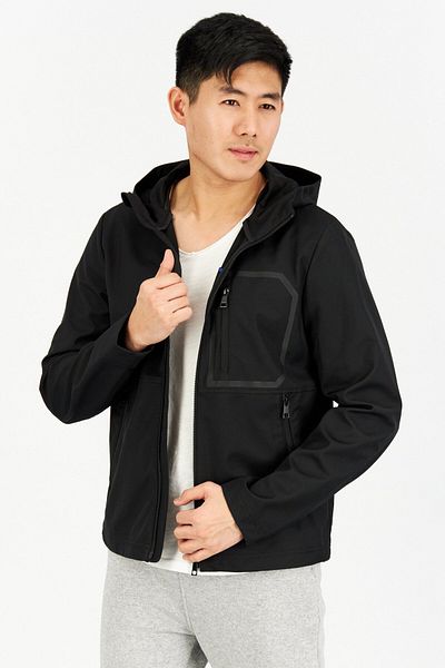 Geox Men Solid Hooded Jacket, Black
