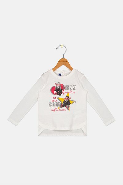Chicco Toddlers Girl Brand Loog Top, White Combo