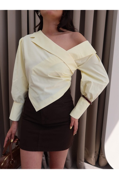 ESRAHELVACI Open Shoulder Draped Shirt