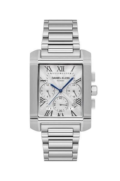 Daniel Klein Brand Silver Color Steel Cord Inner Functions Active Steel Men's Wristwatch - with Bracelet Gift