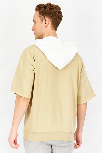 John Richmond Men Sportswear Fit Short Sleeves Hoodie, Beige