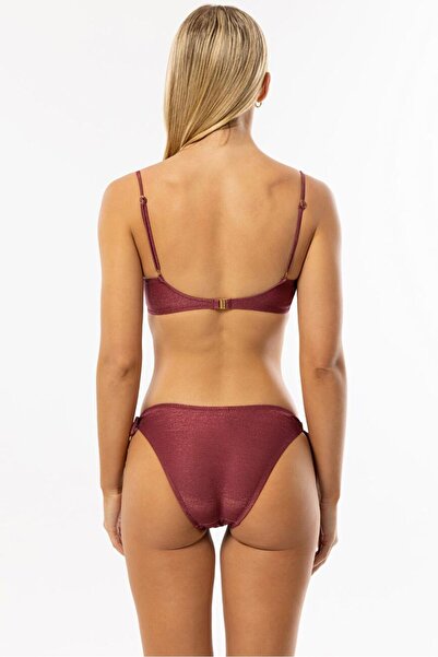 AYYILDIZ 4529 Claret Red Glitter Covered Bikini Set