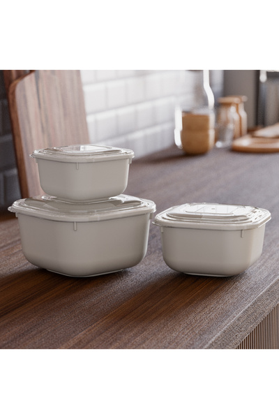 BAGER MARKET Set of 3 Microwave Compatible Storage Containers, Airtight, Leakproof Food Container with Hard Lid