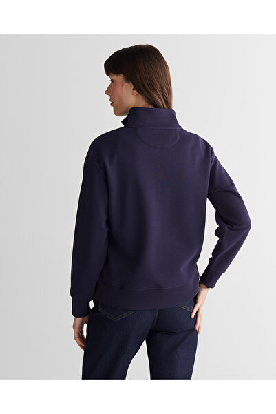Gant Kadın Lacivert Relaxed Fit Yarım Fermuarlı Sweatshirt