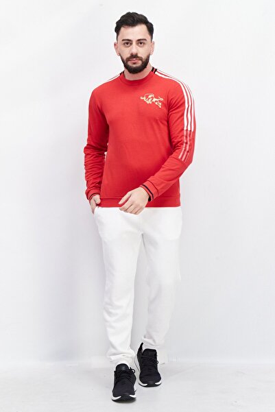 adidas Men Sport Fit Long Sleeve Training Sweatshirt, Red