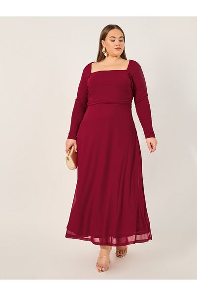 Styli Plus Size Square Neck A-Line Maxi Dress