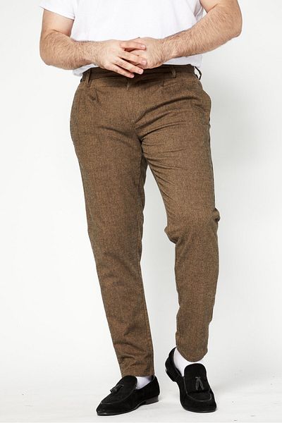 Sorbino Men Regular Fit Textured Chino Pant, Brown