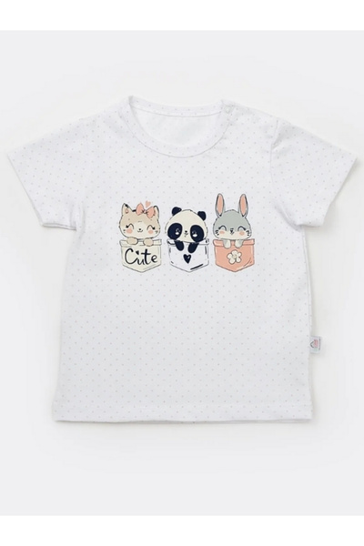 Bibaby Baby Kids Cotton Crew Neck Patterned Regular Short Sleeve T-Shirt