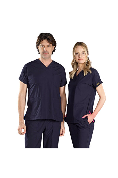 ÇİZGİ MEDİKAL LACİVERT Dr Greys Scrubs (Terikoton/İnce Kumaş) t100