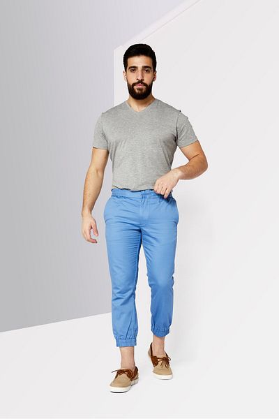 Lacoste Men Custom Slim Fit Solid Jogger Pants, Light Blue