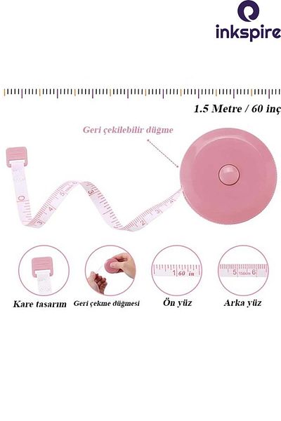 inkspire Mini Tape Measure Tape 1.5 Meters 1 Piece Green Color Automatic Pullable