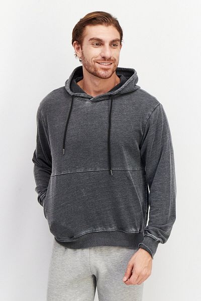Sovereign Code Men Hood With Drawstring Plain Hoodie, Grey