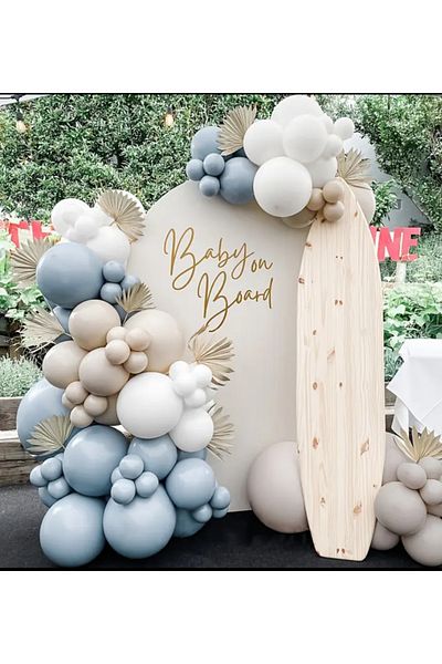 Çemrek Süs Parti Storm Blue Sea Sand White Balloon Chain Set of 100