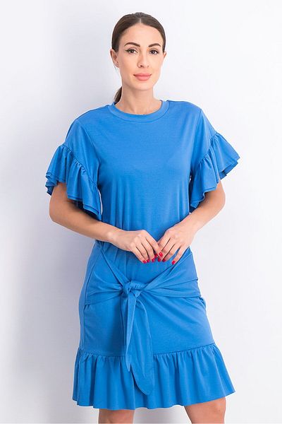 Scotch & Soda Women Plain Flounce Dress, Mirage Blue