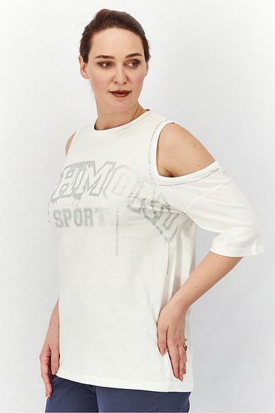 John Richmond Women Sportswear Fit Printed Cold Shoulder Top, White
