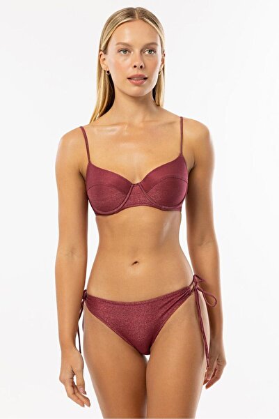 AYYILDIZ 4529 Claret Red Glitter Covered Bikini Set