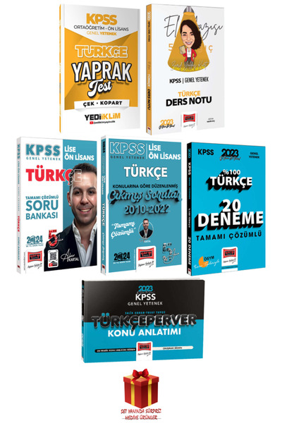 Yediiklim Yayınları KPSS Türkçe Konu Anlatımı+Ders Notu+Yaprak Test+Aker Kart...