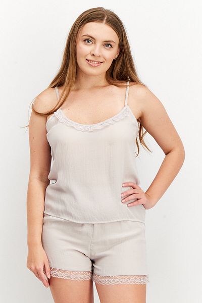 I Love Fashion Women 2pc Set Lace Pajama Short, Lilac