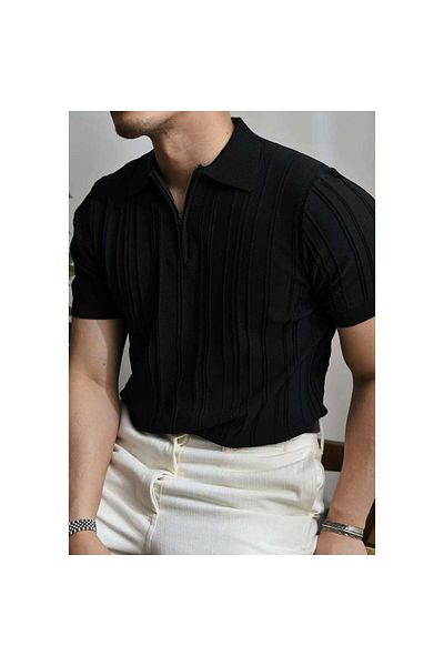 viperkombin Premium μπλουζάκι Polo με φερμουάρ φαρδιά κοπή