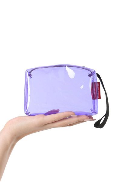 Baghashtag Purple Transparent Rectangular Form Makeup Bag
