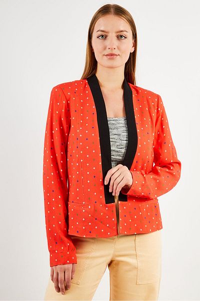 I.CODE Women Regular Fit Allover Print Casual Blazer, Coral