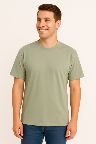 İpek Tekstil 100% Cotton Men's T-Shirt Oversized Solid Color Basic Combed Cotton Crew Neck