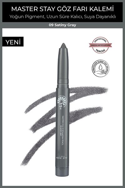 Alix Avien Waterproof 11 Hour Lasting Intense Pigmented Creamy Eye Pencil Shadow - Master Stay 09 Satiny Gray