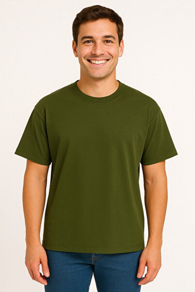 İpek Tekstil 100% Cotton Men's T-Shirt Oversize Solid Color Basic Combed Cotton Crew Neck