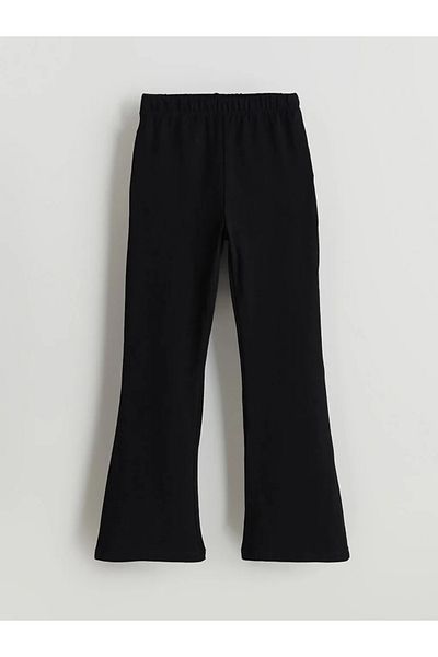 LC Waikiki Colanți lungi pentru fete LCW Kids, negri, cu talie elastică, pachet de 2
