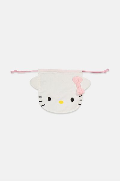SANRIO Kid Girls D,cut Drawstring Bag 24 L X 24 H Cm, White Combo