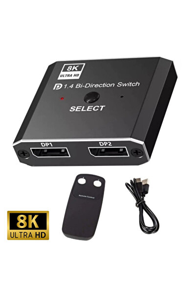 Genel Markalar PX-4284 8K DisplayPort Kumandalı Çift Yönlü Çoklayıcı Switch Splitter (2 PC-1 Monitör)