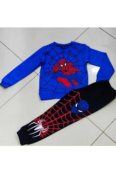 Mikro Spider Man Pattern Printed Children's Suit 100% Cotton