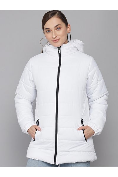 Kotty By Styli Long Sleeves Hooded Zip Details Puffer Jacket