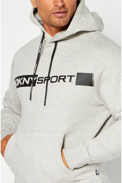 DKNY Sport Men Sportswear Fit Training Hoodie, Grey