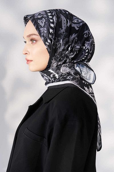 Madame Polo Κασκόλ Daisy Allure Pattern - Μαύρο